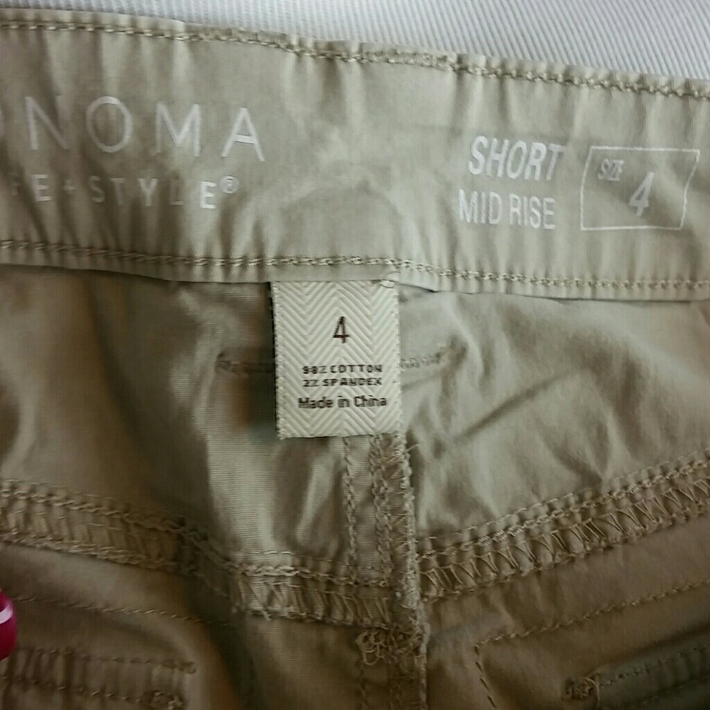 SONOMA l Cargo Khaki Stretch Shorts Mid Rise B2 - Picture 5 of 6